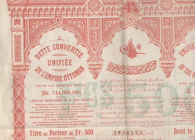 Dette Convertie Unifiee De L Empire Ottoman 4%1903