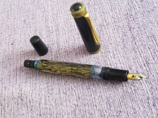MARKANT ONYX FÜLLER Kolbenfüller Füllfederhalter marmoriert Chrom Feder ...