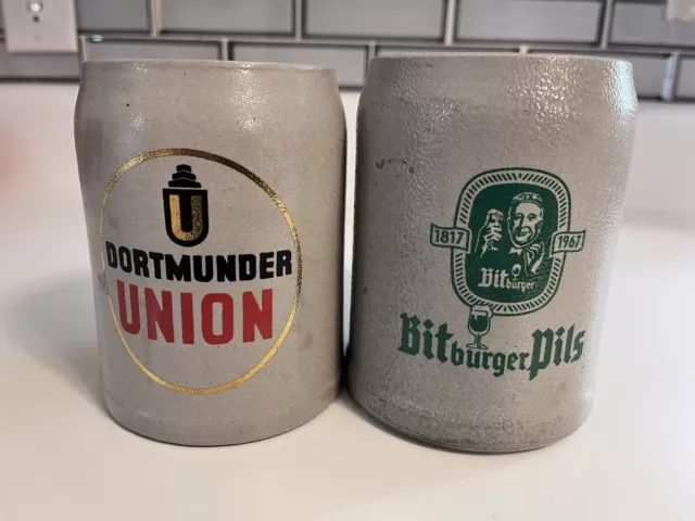 Dortmunder Union & Bitburger Pils 1817 1967 mug Vintage Germany Steins