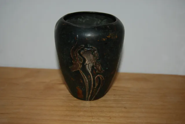Heintz Sterling on Bronze Vase #3564A Verdigris Patina 3-1/2" - See Pictures