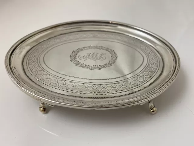 Antique Georgian 1802 Sterling Silver  Card Tray 113.4g 'AML' 4 feet