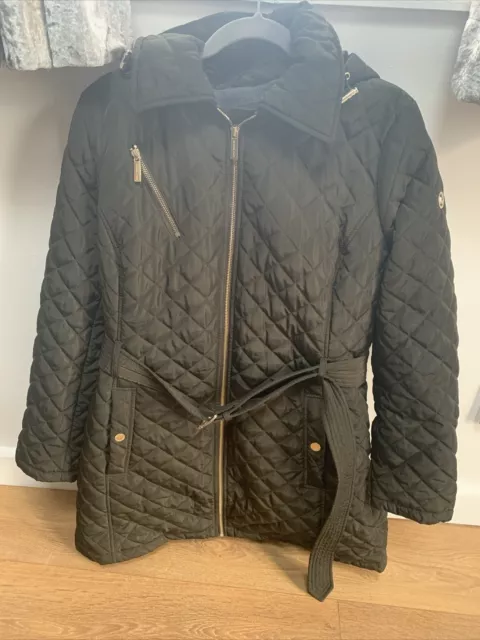 MICHAEL KORS MK Jacket Womens Size XL Black Hooded Full Zip Fleece