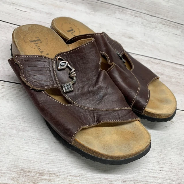 Think! Mizzi  Brown Womens Leather Slide Sandals Size Euro 40 US 9