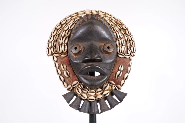 Cowrie Shell Decorated Dan Mask 13" - Ivory Coast - African Tribal Art