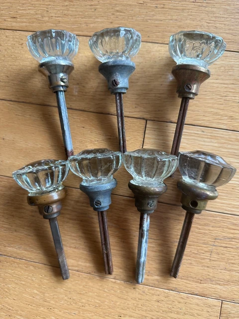 Antique glass/crystal door knob with spindle~ONLY 4 left
