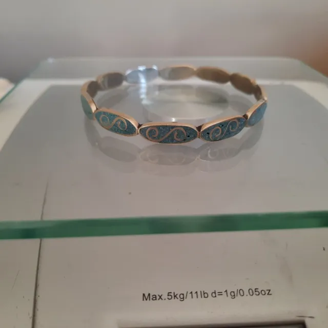 VINTAGE Sterling Silver Old Pawn Crushed Blue Turquoise Bangle Bracelet