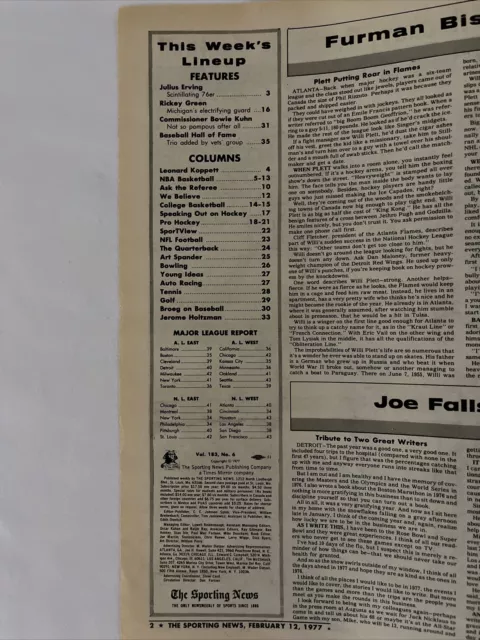 1977 Februar 12 The Sporting Nachrichten Julius Erving Philadelphia 76ers (MH340 2