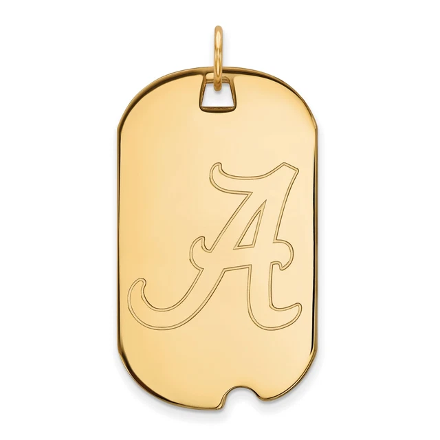 14k Yellow Gold University of Alabama Crimson Tide School Letter Logo Dog Tag 14k Yellow Gold University of Alabama Crimson Tide School Letter Logo Dog Tag