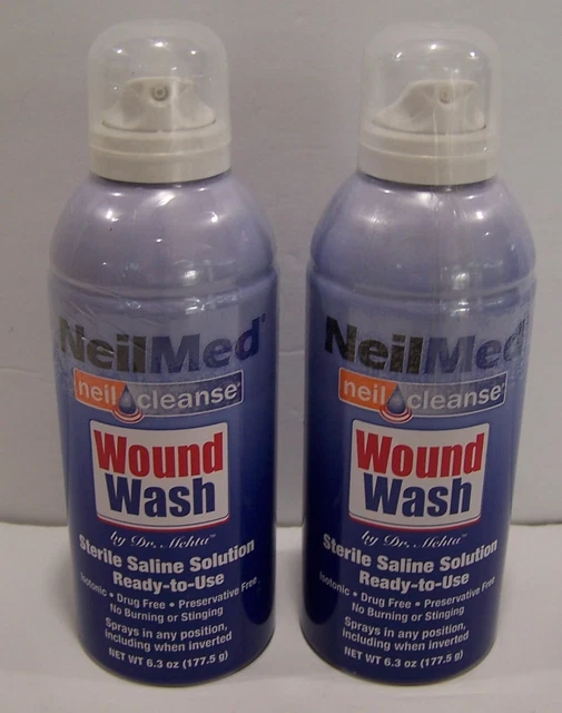 2 un. Solución salina estéril NeilMed corte lavado en heridas 6,3 oz VENCIMIENTO 01/2027 sellado