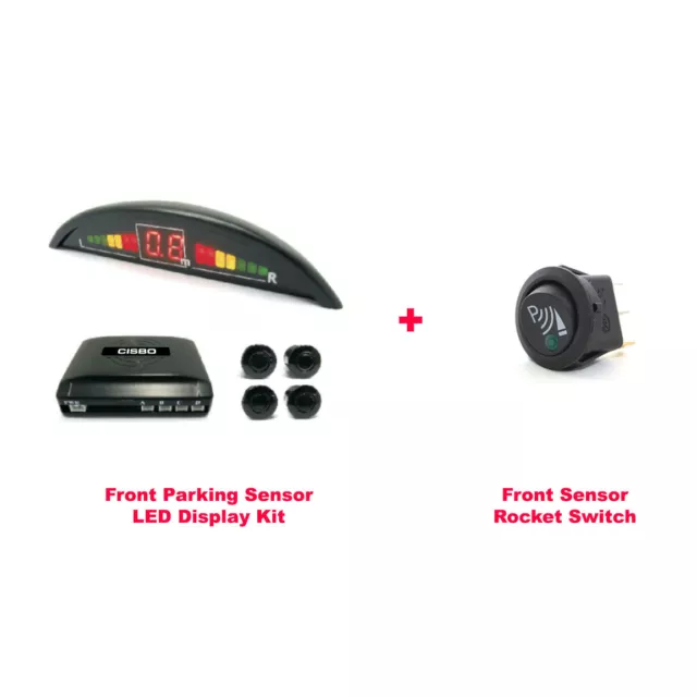 CISBO Front Parking 4 Sensor Audio Buzzer LED Display Kit with Rocker Switch