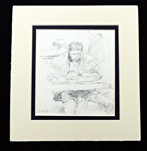 Dessin Original Signé REJEAN 1904 - Abbé à La Machine à écrire Et Son Chat - Cadre Amateur