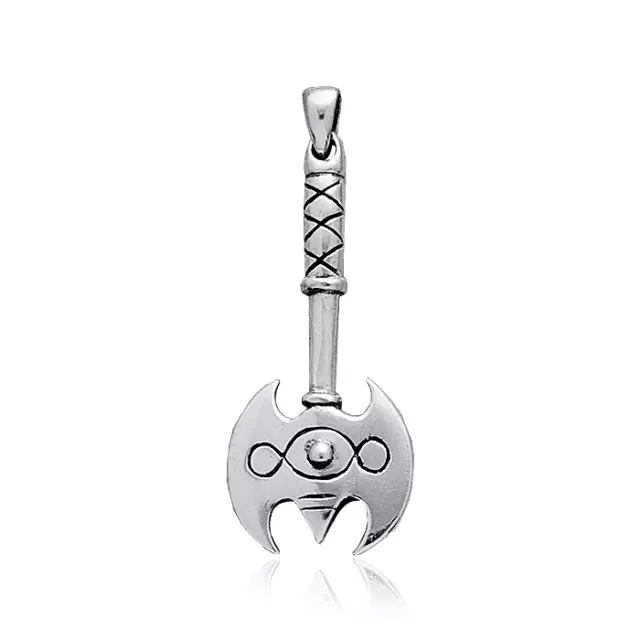 New 0.925 Sterling Silver Battle Axe Pendant