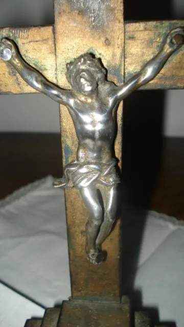 Lot 3 beaux objets religieux anciens XIXe crucifix, chapelet, plaque argent or.
