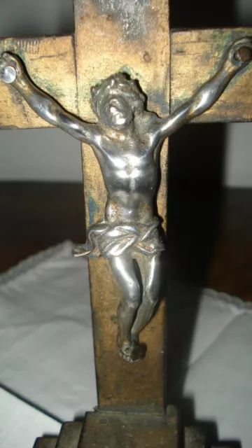 Lot 3 beaux objets religieux anciens XIXe crucifix, chapelet, plaque argent or.
