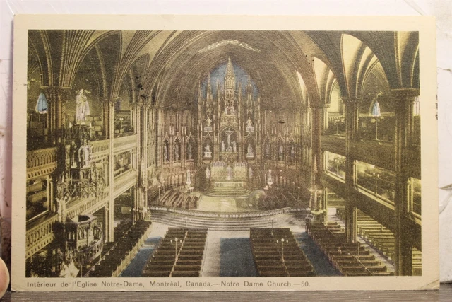 Canada Quebec Montreal Notre Dame Church Postcard Old Vintage Card View Standard
