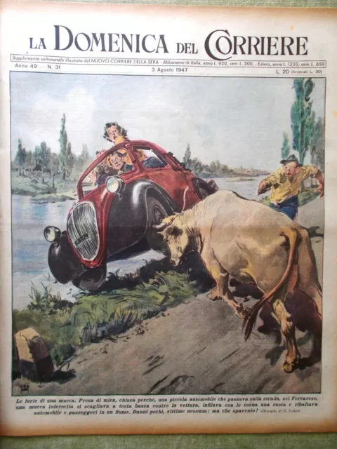 La Domenica del Corriere 3 Agosto 1947 Laurel Hardy Butterfly Pazzi Pallanuoto