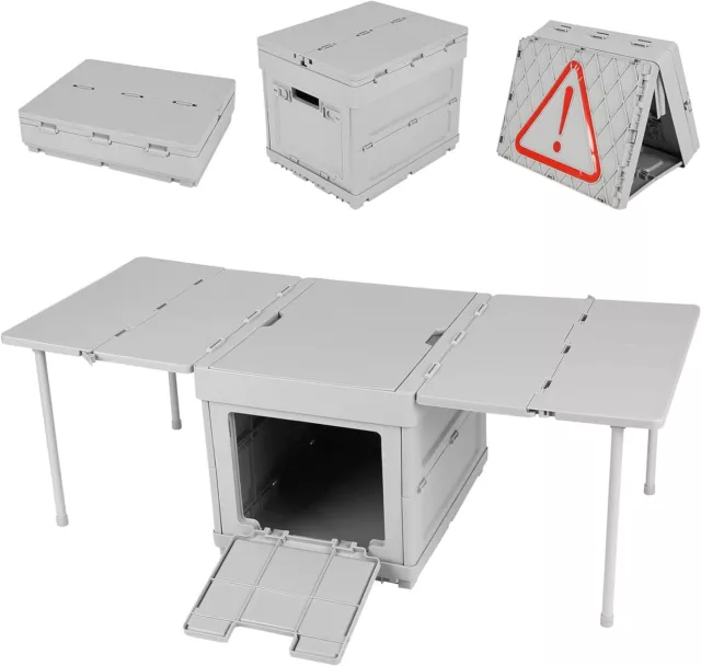 3 in1 Camping Storage Box with Lid Foldable Outdoor Table Van Car Boot Organiser