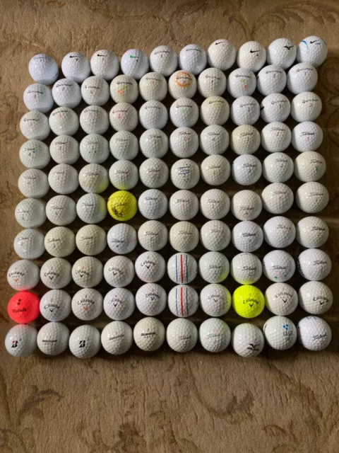 100 top branded golf balls in practice/B grade condition.