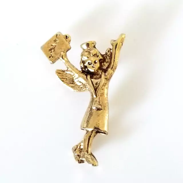 VTG Angel Nurse Doctor Stethoscope Medical Record Chart Gold Tone Lapel Pin