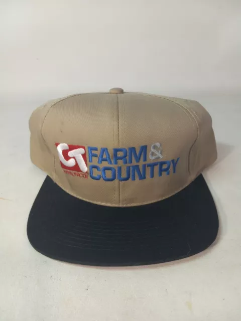 Trucker Farmers Hat Ball Cap CT Central Tractor Farm Country Khaki Blk Brim SB