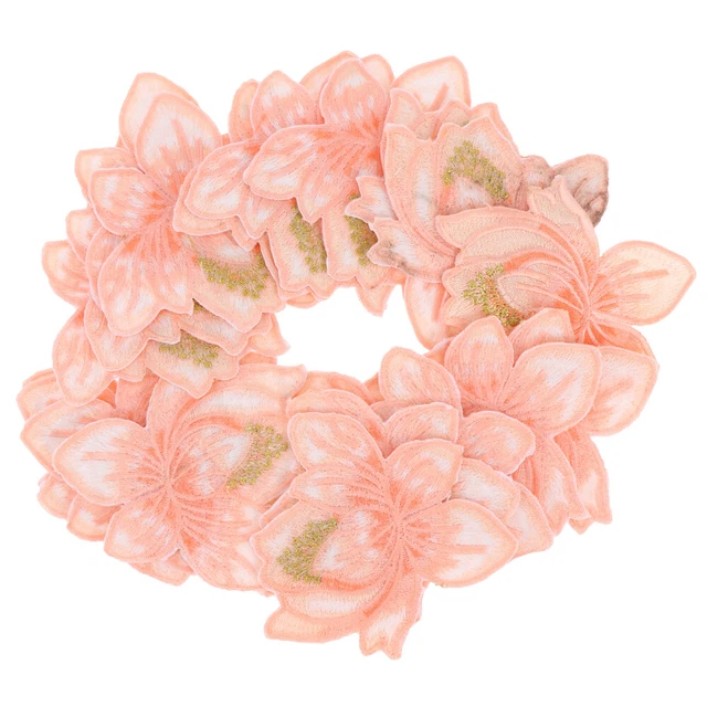 Parche de accesorios para niñas aplique de costura de flores hilo de poliéster