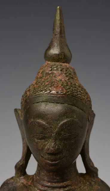 16th Century, Shan, Antique Burmese Bronze Seated Buddha 2
