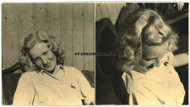2x Orig. Foto hübsche Frau Sender Finnmark am Flugplatz KIRKENES Norwegen 1943