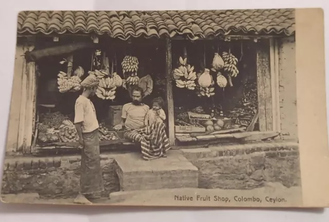 Ceylon Sri Lanka India Ethnic Postcard No 80 Native Fruit Shop