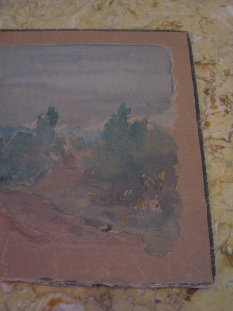 Vintage Antique Début 20th Siècle E Un Trego Signée Aquarelle Paysage 2