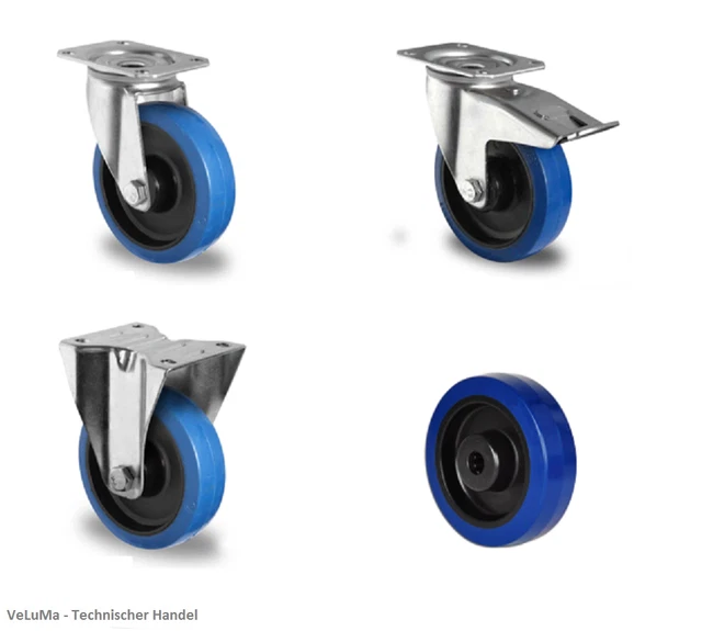 Rollenset - 4 Schwerlast-Lenkrollen - Rad- 80 bis 200 mm - Bauhöhe 100