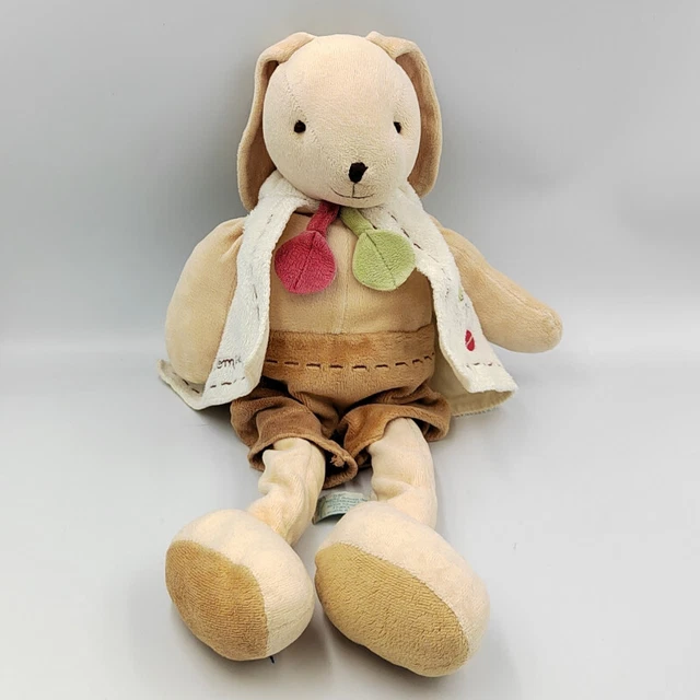 Doudou et compagnie lapin Pim marron blanc fourmi feuille verte 40 cm - 32925