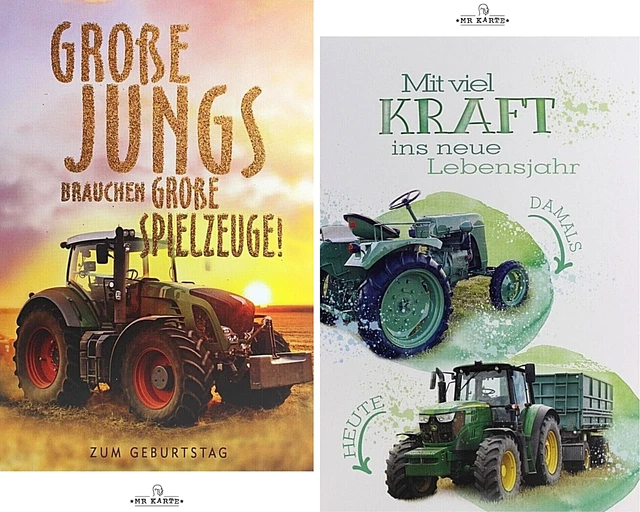 Second Ave 5. Geburtstagskarte Mit Traktor – Quadratisch, 14,85 Cm, Premium-Leinenkarton Mit Umschlag