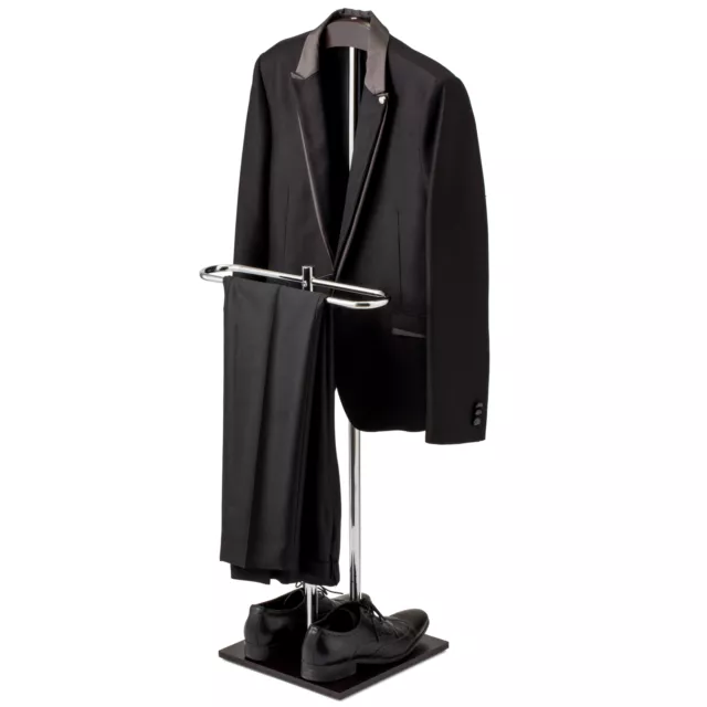 Wood & Metal Suit Valet Floor Stand/ Garment Organizer Rack/ Coat & Pants Hanger