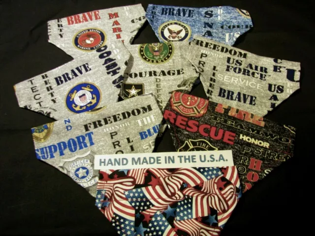 OVER-THE-COLLAR BANDANAS: POLICE, FIRE, MILITARY, All Sizes Hand Made in USA