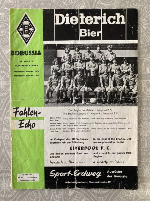 1973 Borussia Munchengladbach v Liverpool UEFA Cup Final