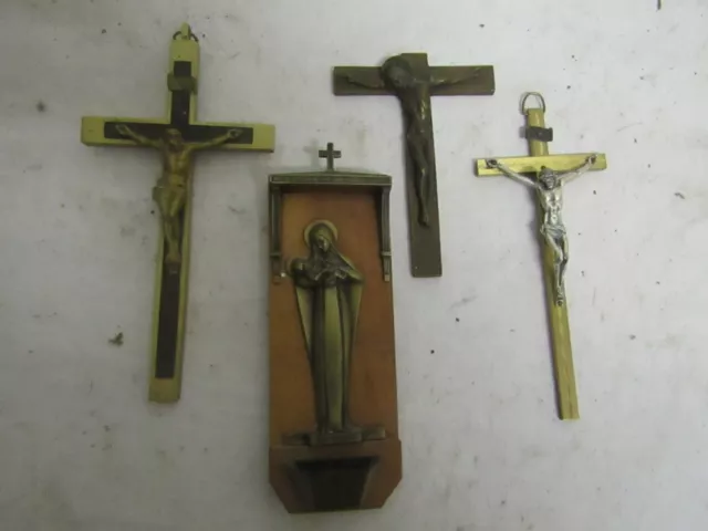 Set Of Crucifix Antique Religious Bronze