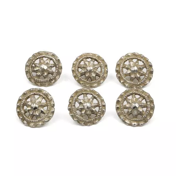 6 bottoni in argento bottoni tradizionali antichi silver buttons 19 mm