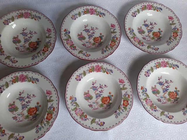 6 ASSIETTES CREUSES PORCELAINE ANGLAISE SPODE COPELAND BONE CHINA ENGLAND minton