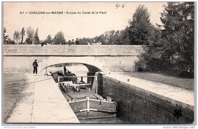 51 CHALONS SUR MARNE - ecluse du canal et le pont