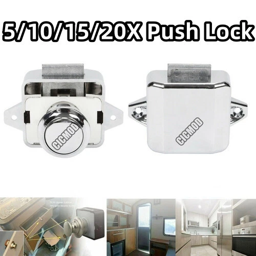 Serratura A Pulsante Per Mobili - Senza Chiave, Per Armadi, Cassetti E Camper (Bianco)