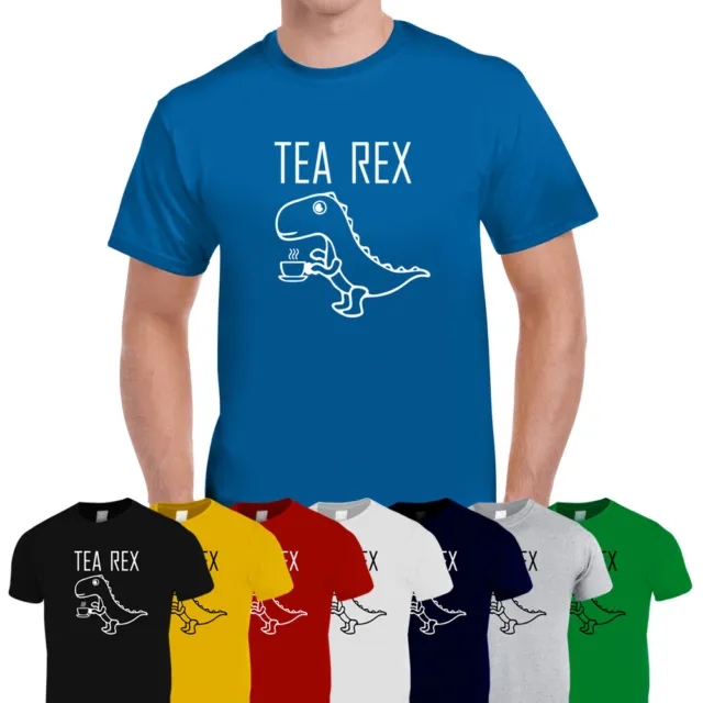 T-shirt top Tea Rex divertente da uomo cotone regalo unisex multicolore