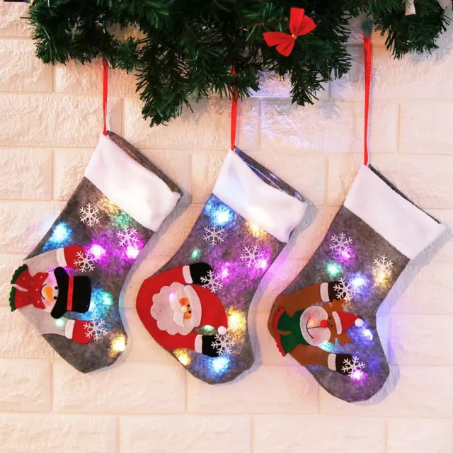 Medias de Navidad Calcetines Led iluminado Bolsa de regalo de dulces de Navidad