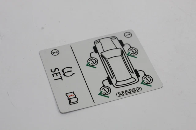 VW POLO 6R Mk5 Q4 E-Tron Tyre Pressure Control System Sticker New ...