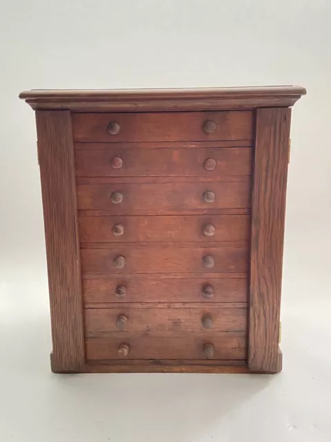 Antique 19th Century Wellington Oak Specimen Cabinet Chest Of Drawers