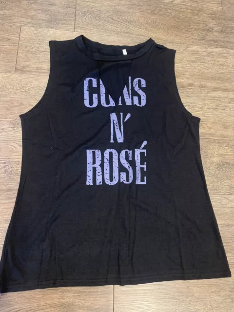 Guns N Roses Womens Shear Black V-Neck Concert Tank Top Size Large