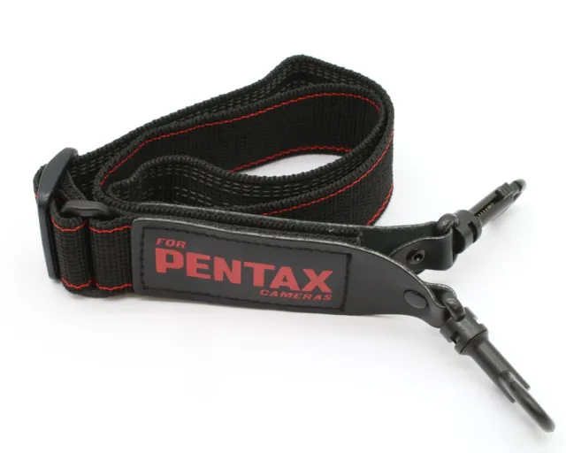 Cintura Fotocamera Tracolla Carrying Cinghia Stretto IN Nero Rosso per Pentax