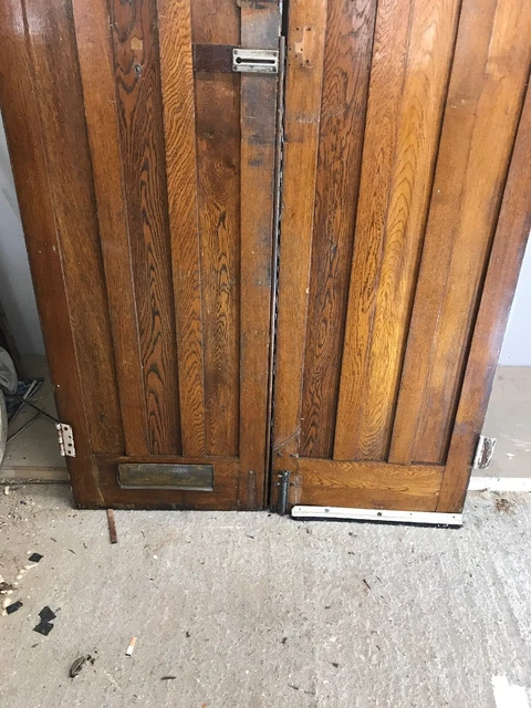 Solid Oak Front Door Set Antique Period Reclaimed Old Double Arts Crafts Arched 11