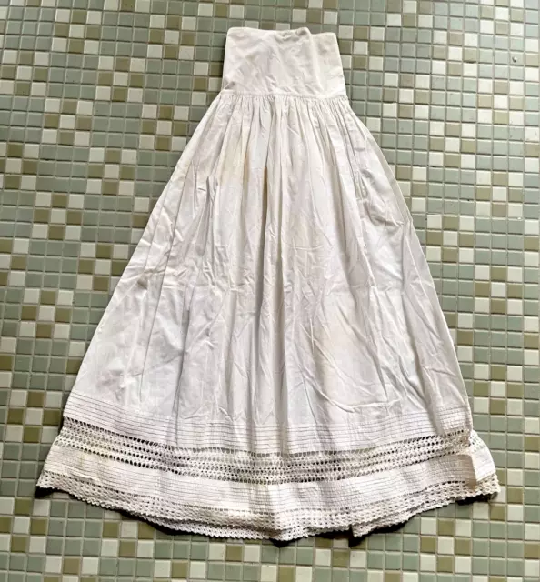 Antique Victorian Petticoat Skirt with Crochet Lace Trim/ Pintucks 1900s