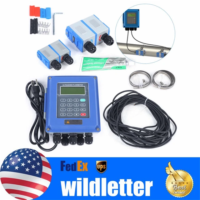 Ultrasonic Flow Meter Wall Mount Liquid Flowmeter TS-2 TM-1 Transducer TUF-2000B