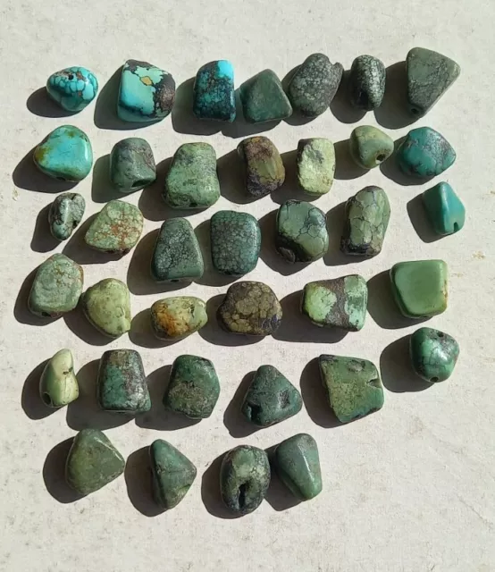 Antique Tibetan Turquoise Beads 32 Grams 37 Pieces